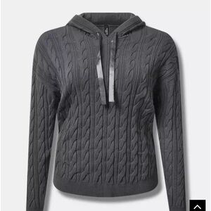 Torrid Charcoal Cable Knit Hoodie Sweater